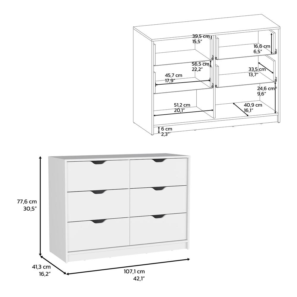 DEPOT E-SHOP Houma 4 Drawer Dresser with 2 Lower Cabinets, Drawer Chest, White. Picture 4