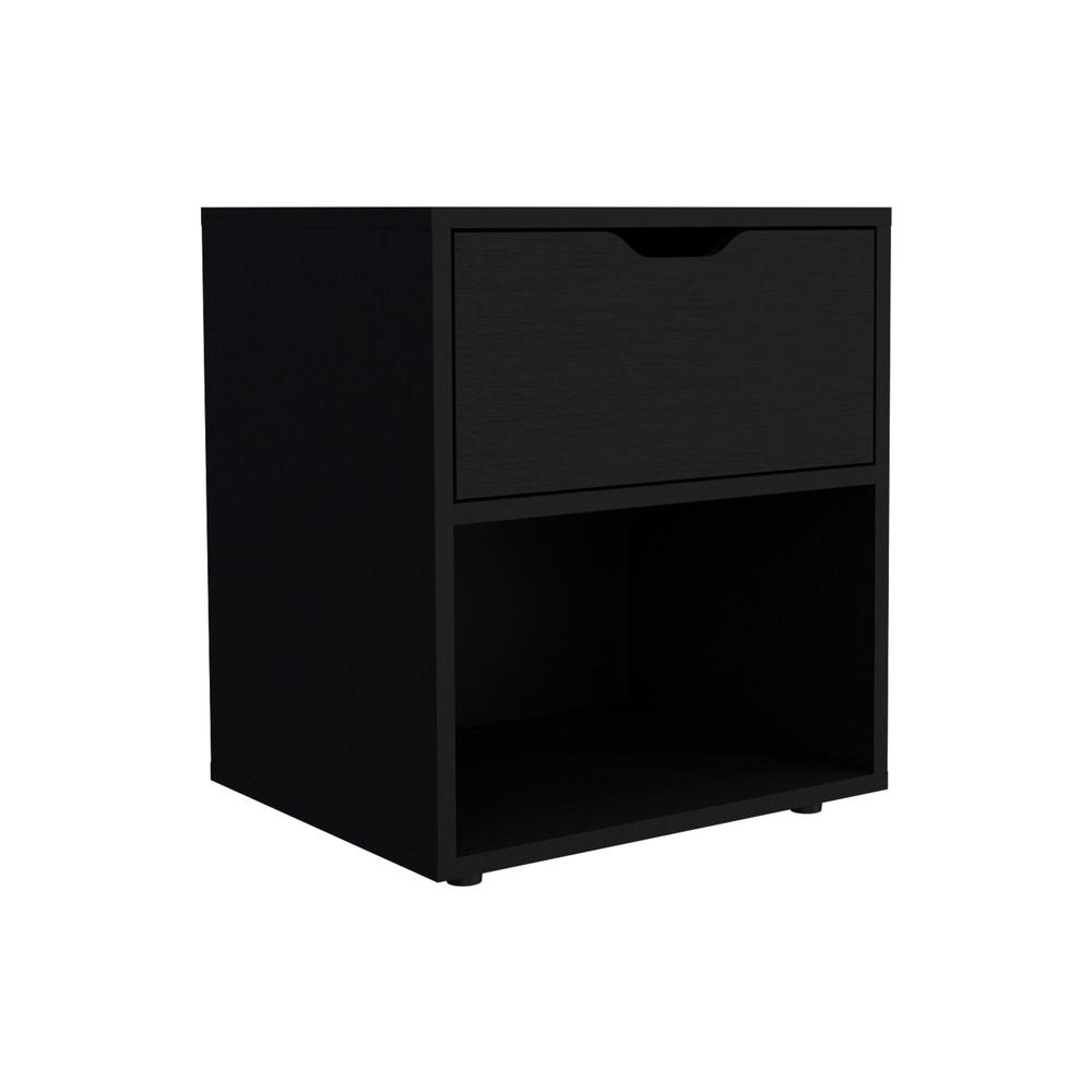 Adak 19.7" High Nightstand End Table with Open Shelf,Black. Picture 1