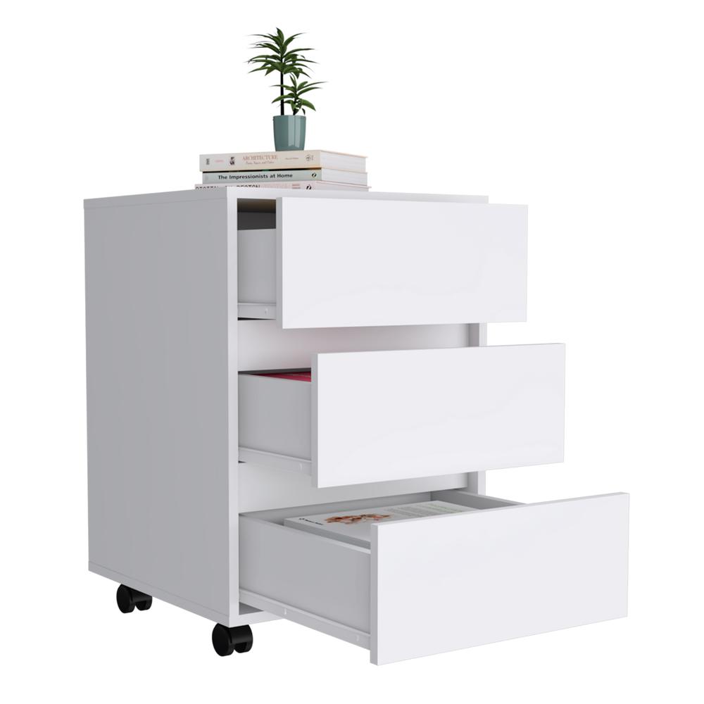 Ibero 3 Drawer Filing Cabinet - White. Picture 3