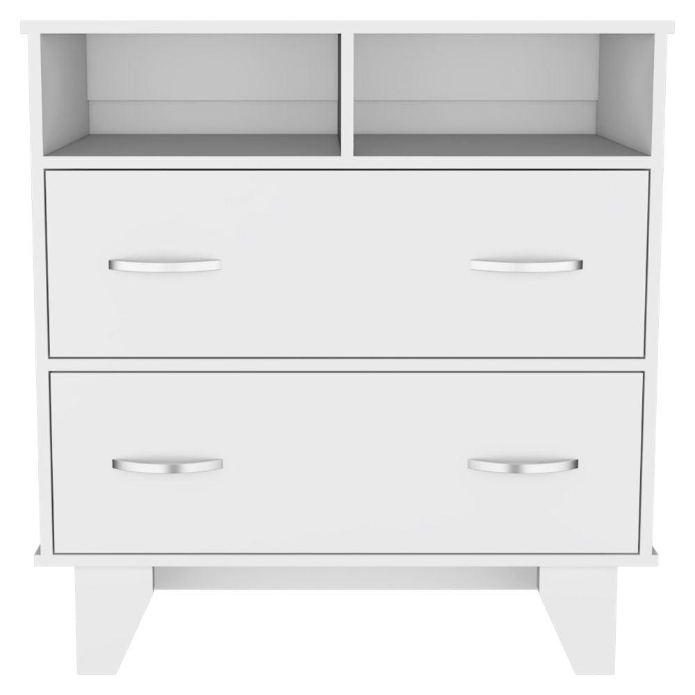DEPOT E-SHOP Stamford Two Drawer Dresser, Four Legs, Two Open Shelves, Countertop-White, For Living Room. Picture 2