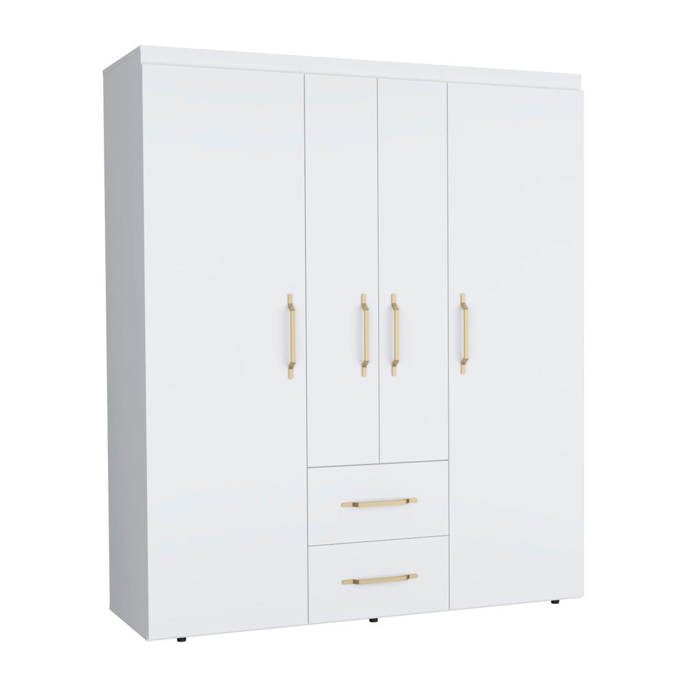 Valier Wardrobe, Deluxe Armoire with Multiple Storage Options and Metal Accents. Picture 4