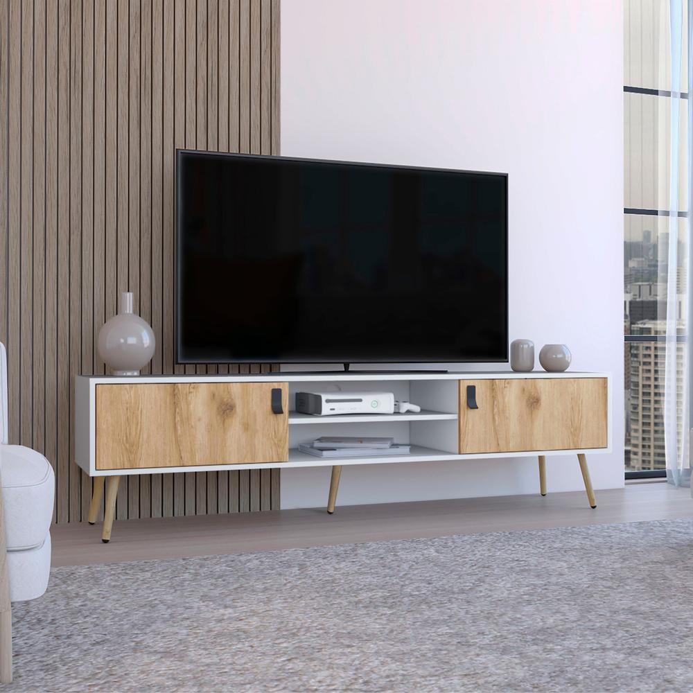 Toka TV Rack with 2 Hinged Doors and Central Shelves. Picture 5