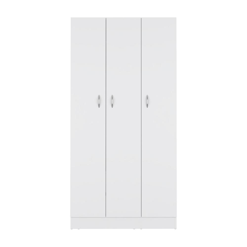 Westbury Wardrobe Armoire with 3-Doors and 2-Inner Drawers, White. Picture 1