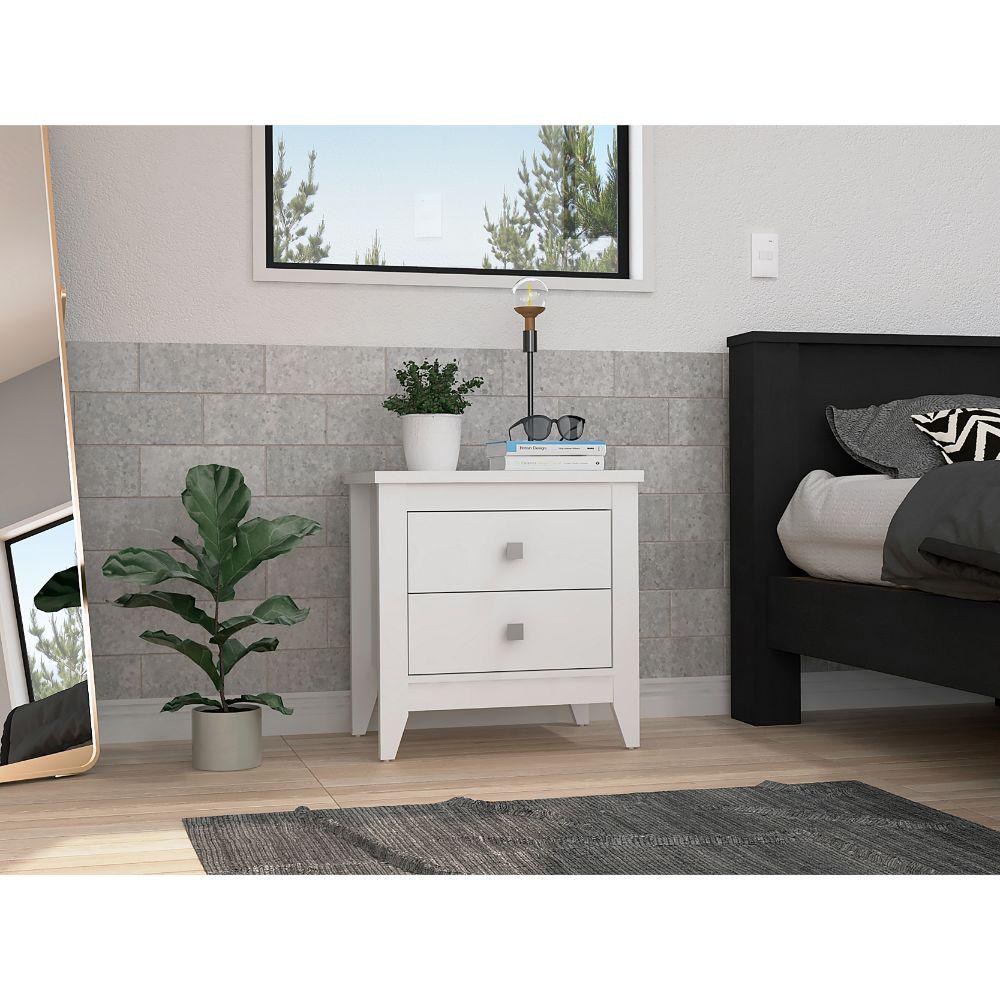 DEPOT E-SHOP Oasis Nightstand, Two Shelves, Four Legs, Countertop-White, For Bedroom. Picture 1