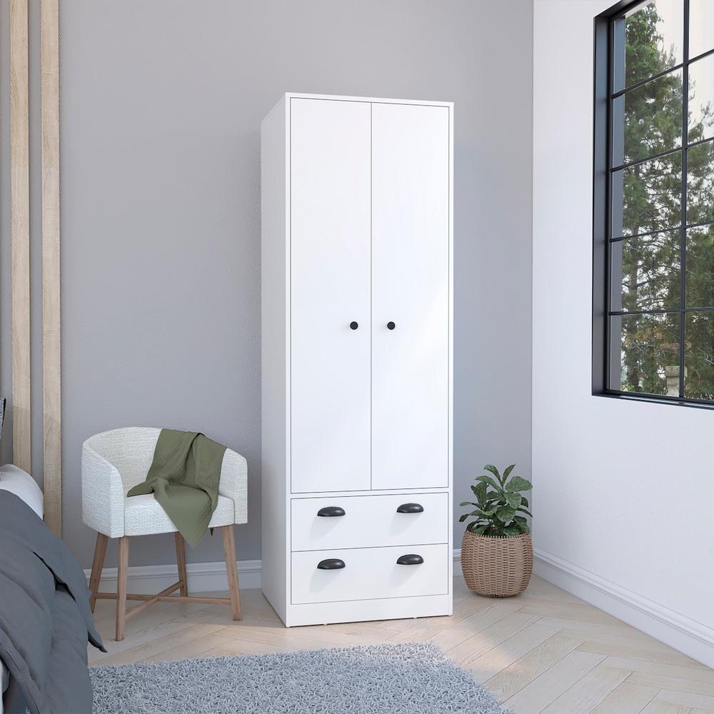 Bonaire Armoire with 2-Drawers and 2-Doors, White. Picture 4