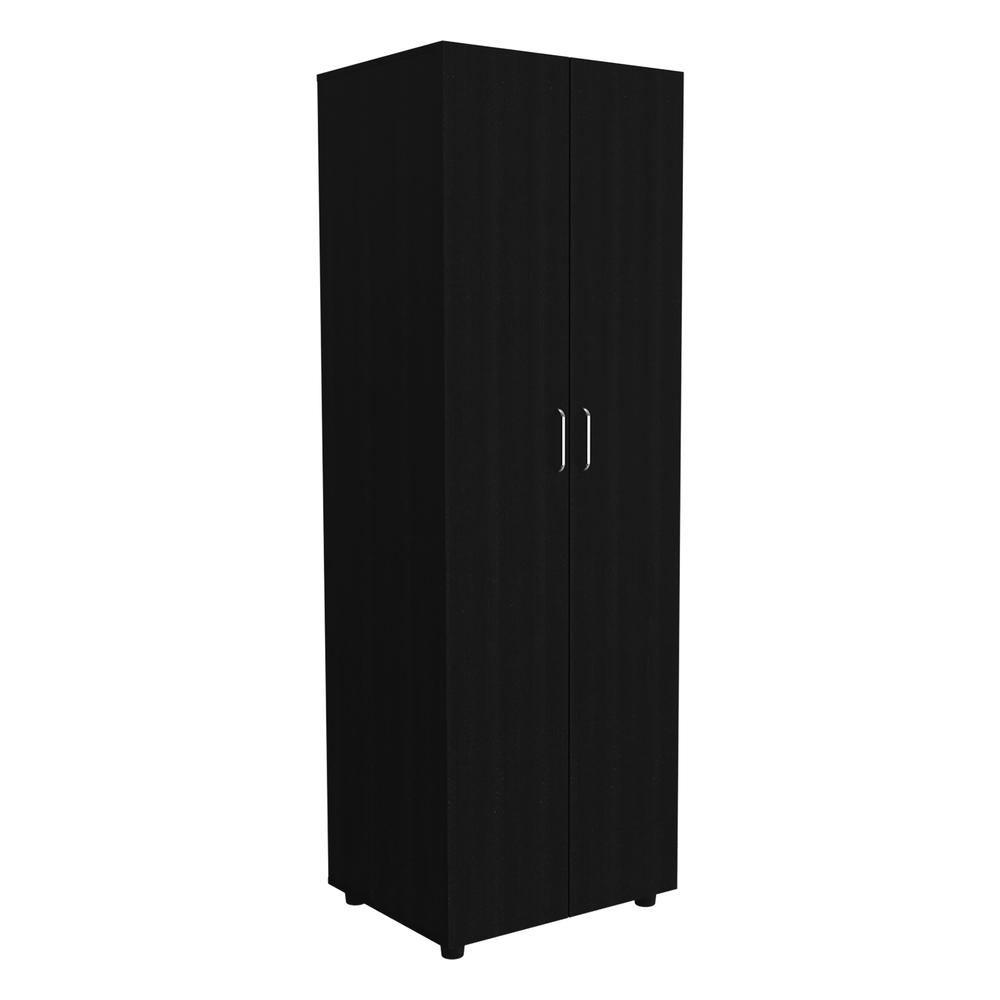 DEPOT E-SHOP London Armoire, Two Internal Shelves, Rod, Two-Door Armoire-Black, For Bedroom. Picture 1