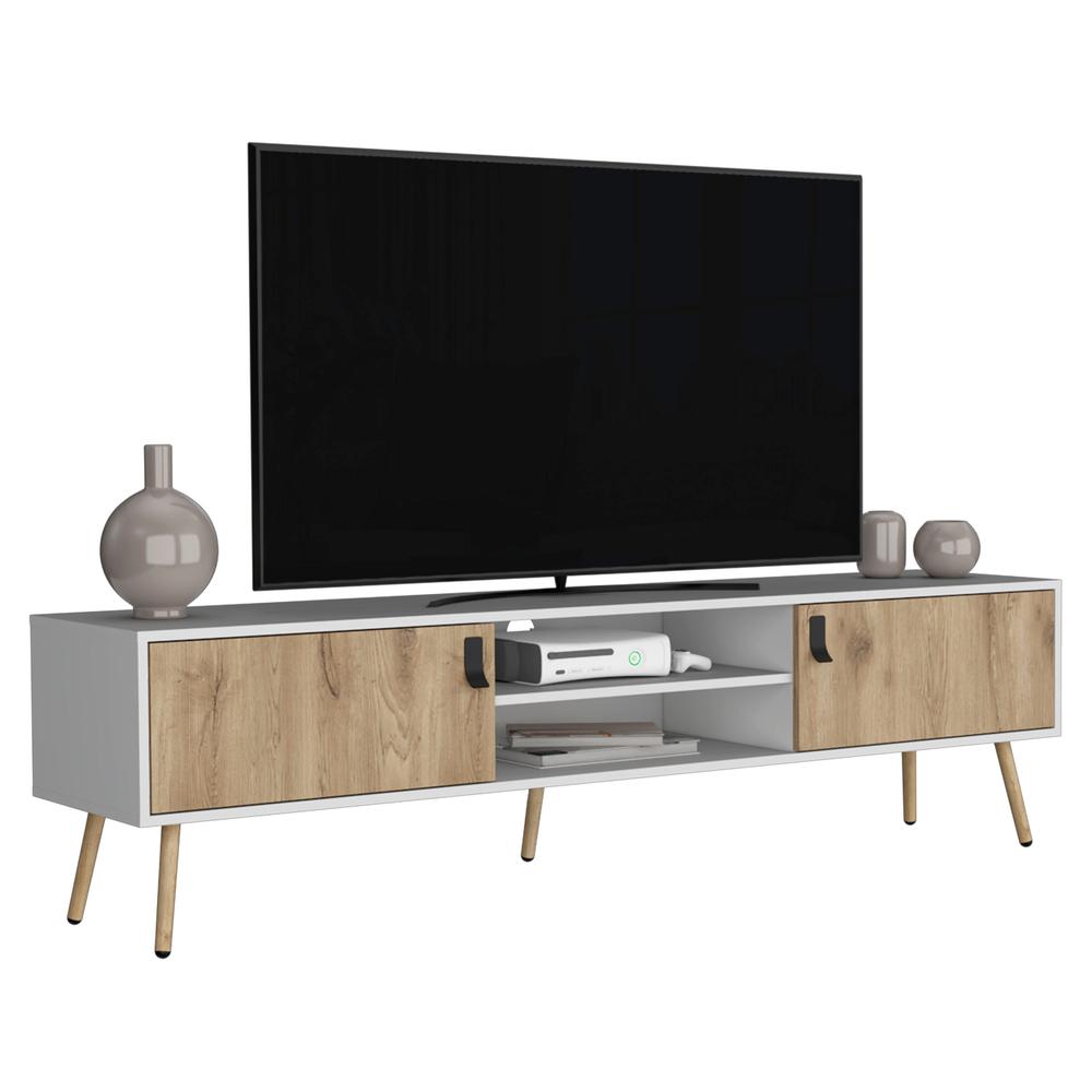 Toka TV Rack with 2 Hinged Doors and Central Shelves. Picture 4