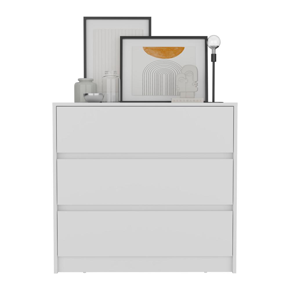 DEPOT E-SHOP Palmer 3 Drawers Dresser, Chest of Drawers, White. Picture 2