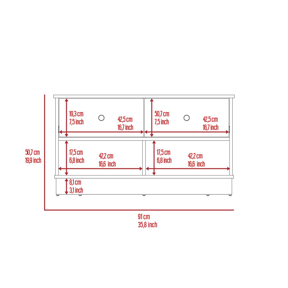 DEPOT E-SHOP Uranus Storage Bench-Two Drawers, Two Open Shelves- Light Oak, For Bedroom. Picture 5
