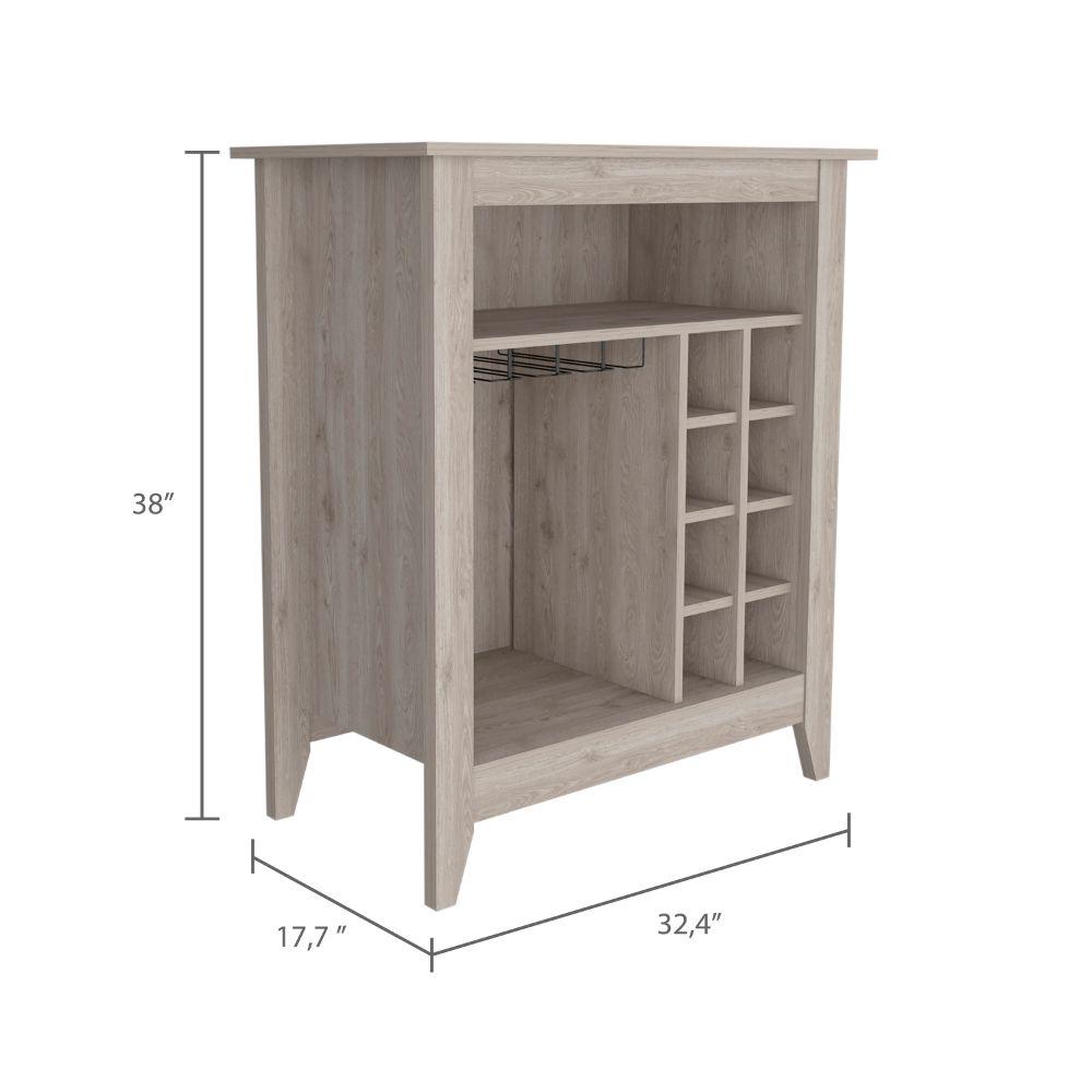 DEPOT E-SHOP Mojito Bar Cabinet, Six Wine Cubbies, One Open Drawer, One Open Shelf, Countertop-Light Grey, For Living Room. Picture 4