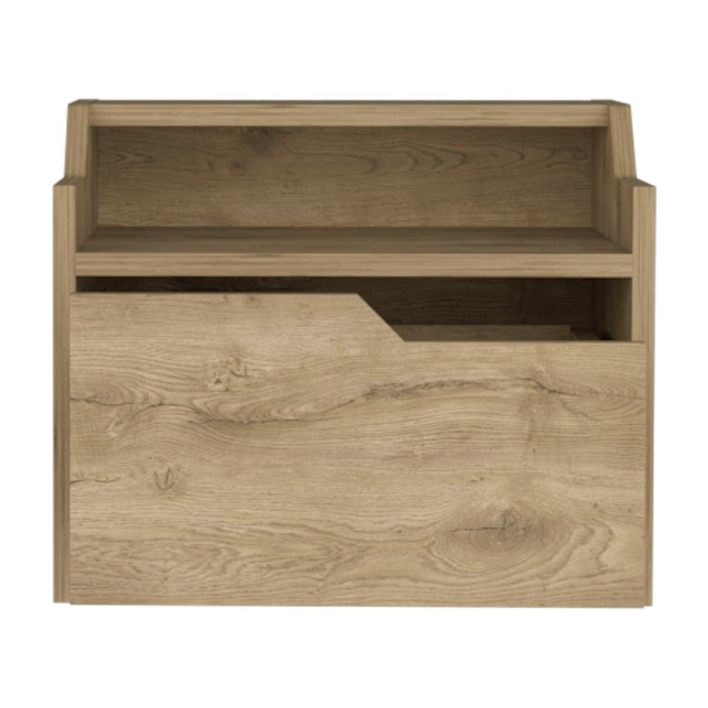 Floating Nightstand, Modern Dual-Tier Design with Spacious Single Drawer Storage. Picture 2