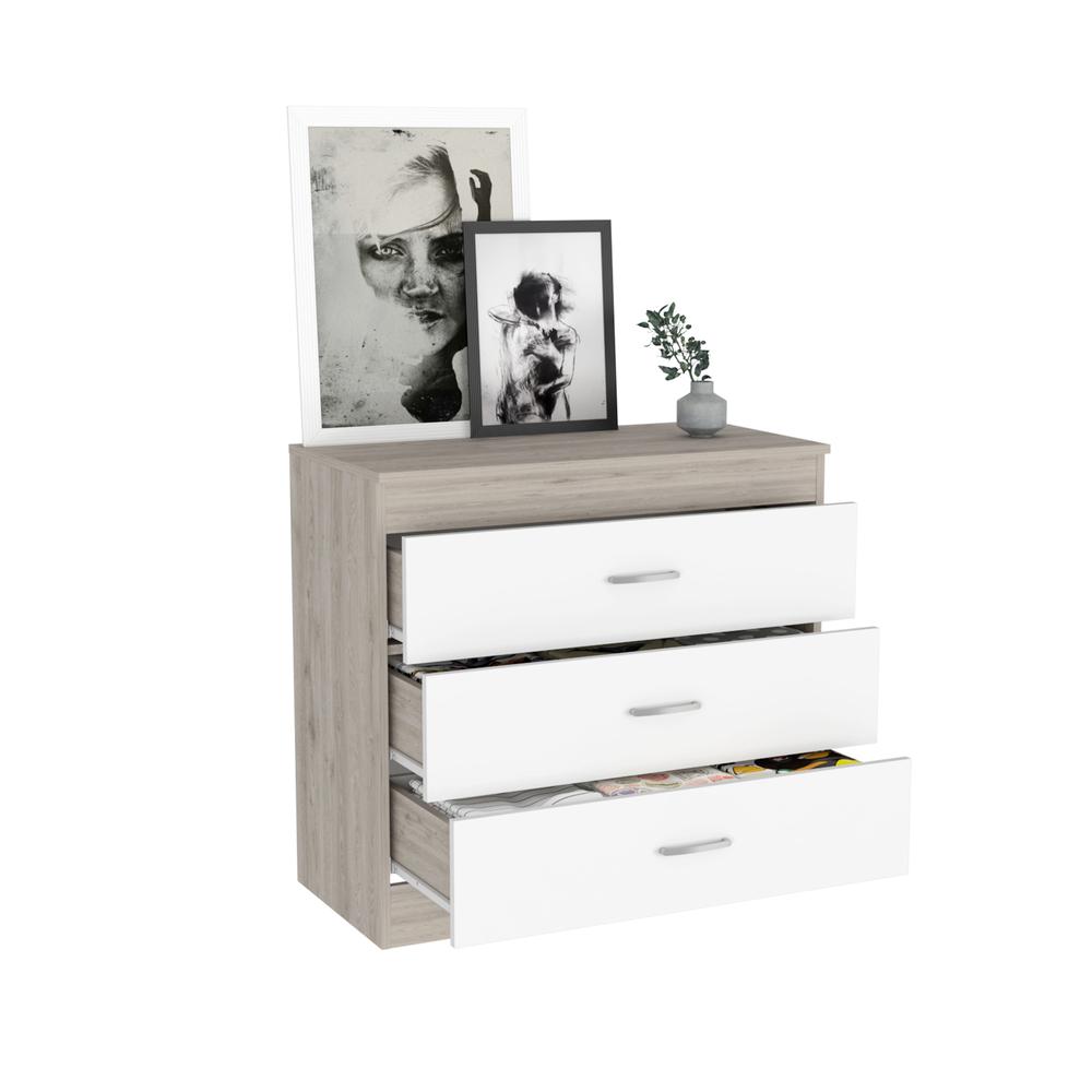 Zurich Three-Drawers Dresser-Light Grey/White. Picture 5