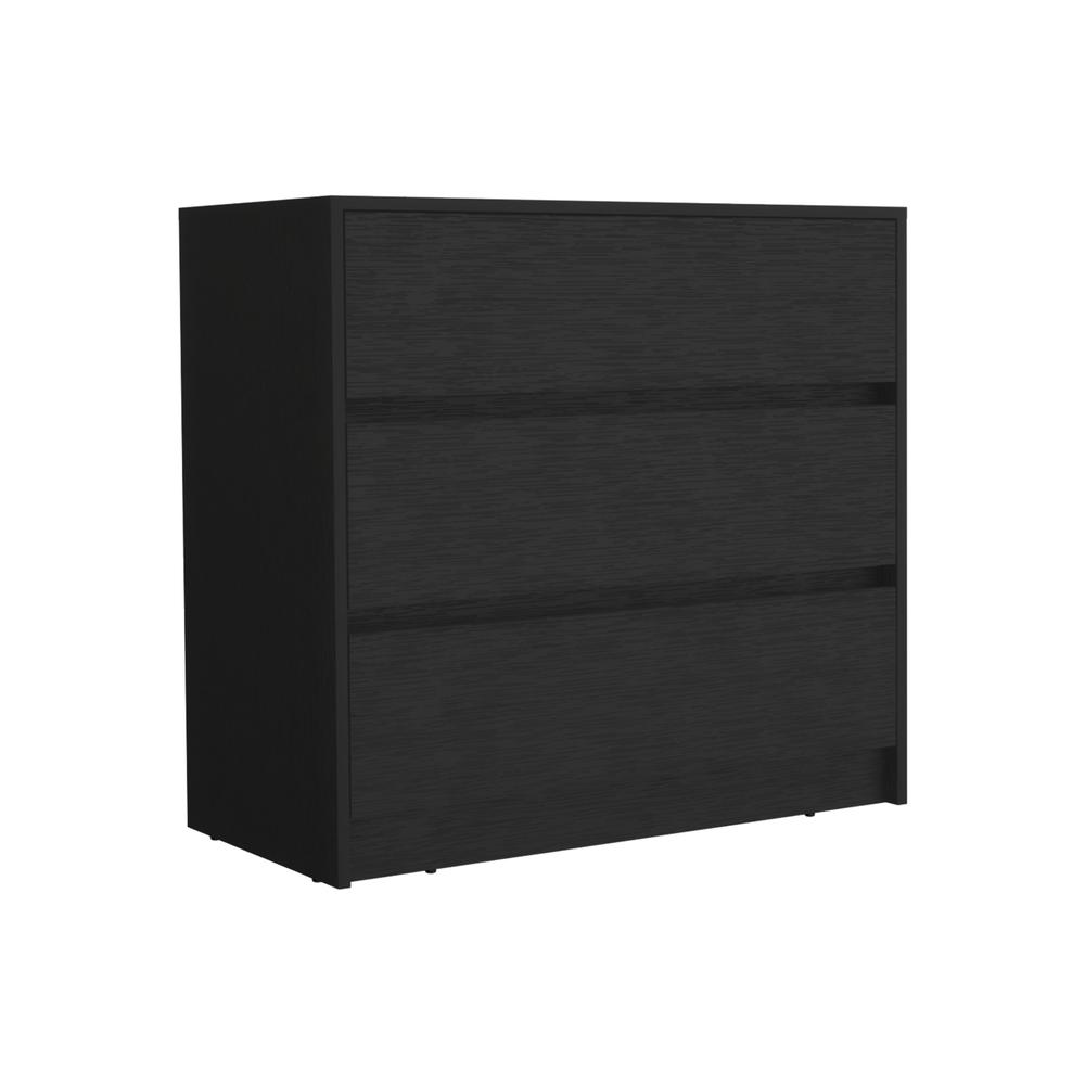 DEPOT E-SHOP Palmer 3 Drawers Dresser, Chest of Drawers, Black. Picture 1