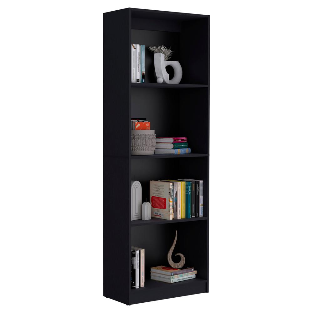 Vinton Bookcase with Spacious Tier-Shelving Design, Black. Picture 4
