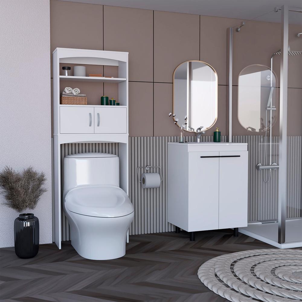 Alder 2 Piece Bathroom Set, Over The Toilet Cabinet + Free Standing Sink Cabinet. Picture 2