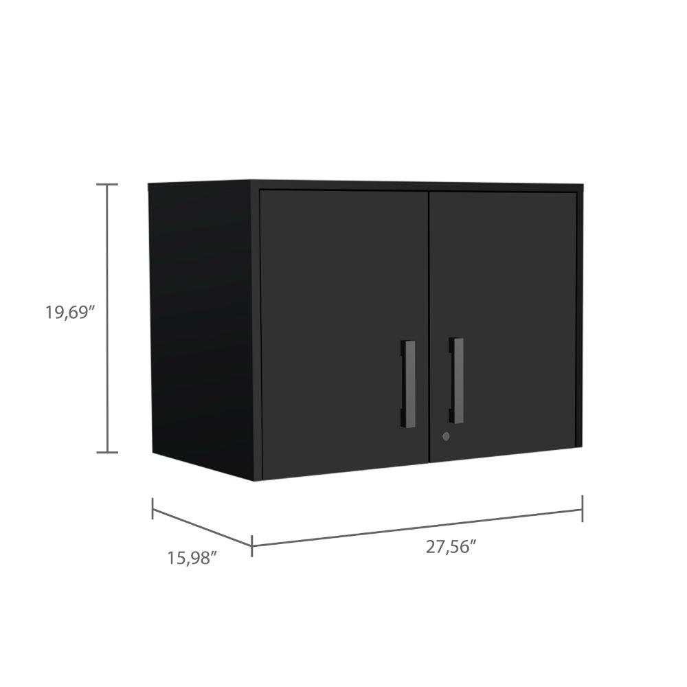 DEPOT E-SHOP Danbury Storage Cabinet-Wall Cabinet, Two-Door Cabinet, Three Internal Shelves- Black, For Office. Picture 4