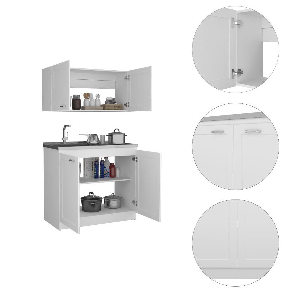 DEPOT E-SHOP Agate Cabinet Set, Two Parts Set, Countertop-White, For Kitchen. Picture 4