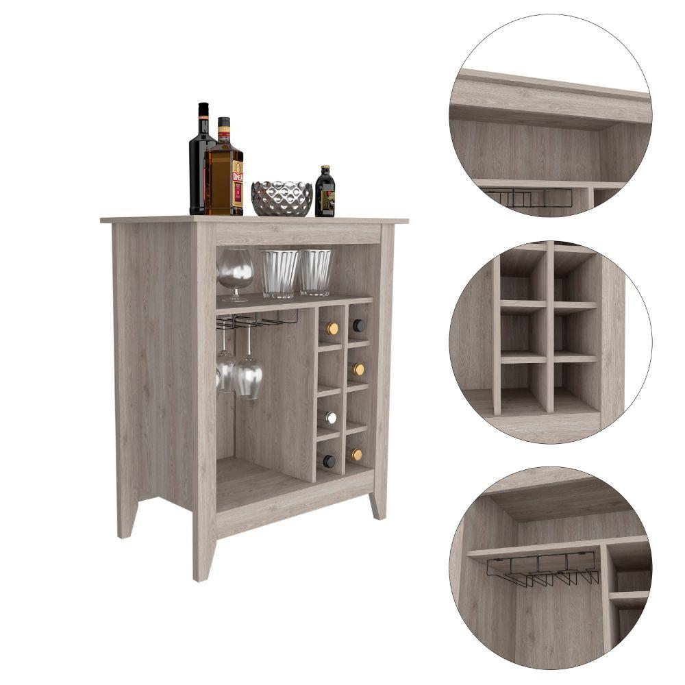 DEPOT E-SHOP Mojito Bar Cabinet, Six Wine Cubbies, One Open Drawer, One Open Shelf, Countertop-Light Grey, For Living Room. Picture 3