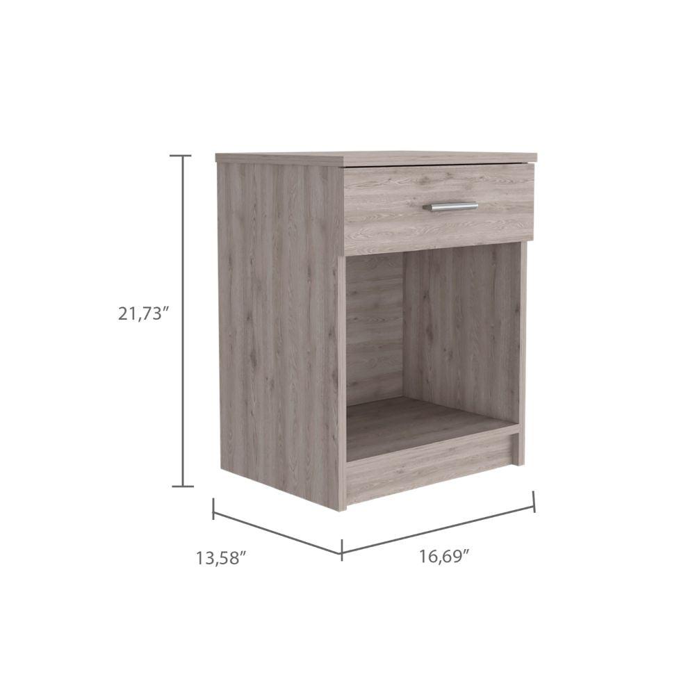 DEPOT E-SHOP Beryl Nightstand, One Drawer, Low Shelf, Countertop-Light Grey, For Bedroom. Picture 4