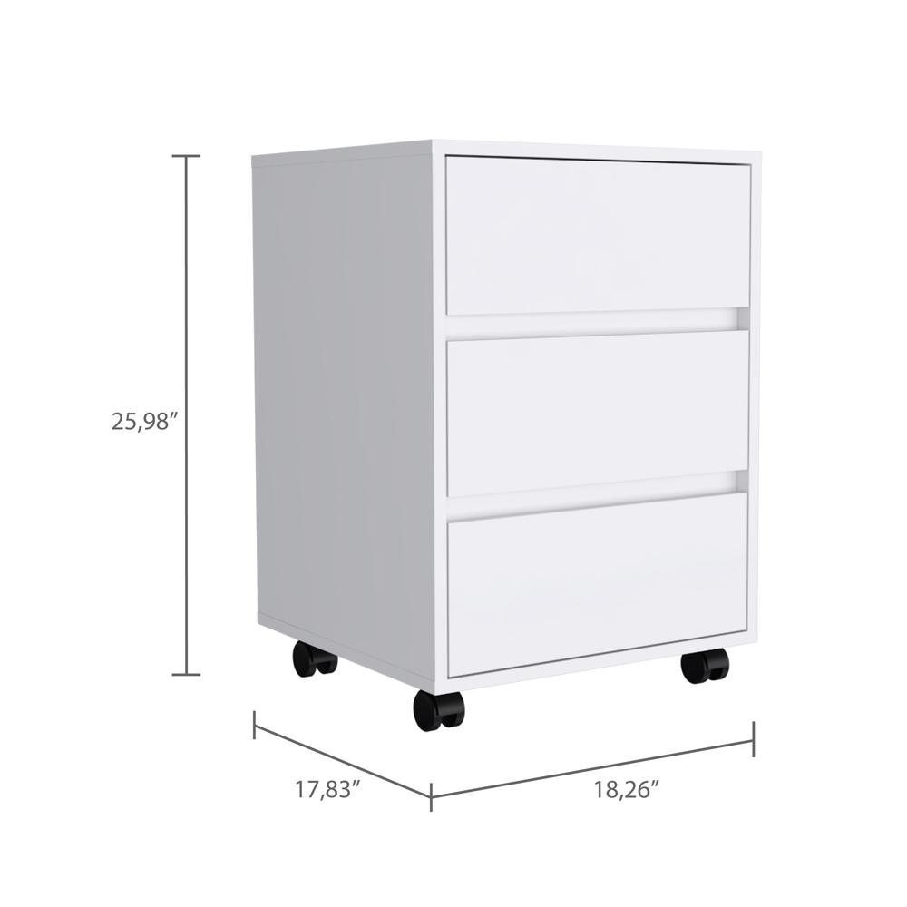 Ibero 3 Drawer Filing Cabinet - White. Picture 5