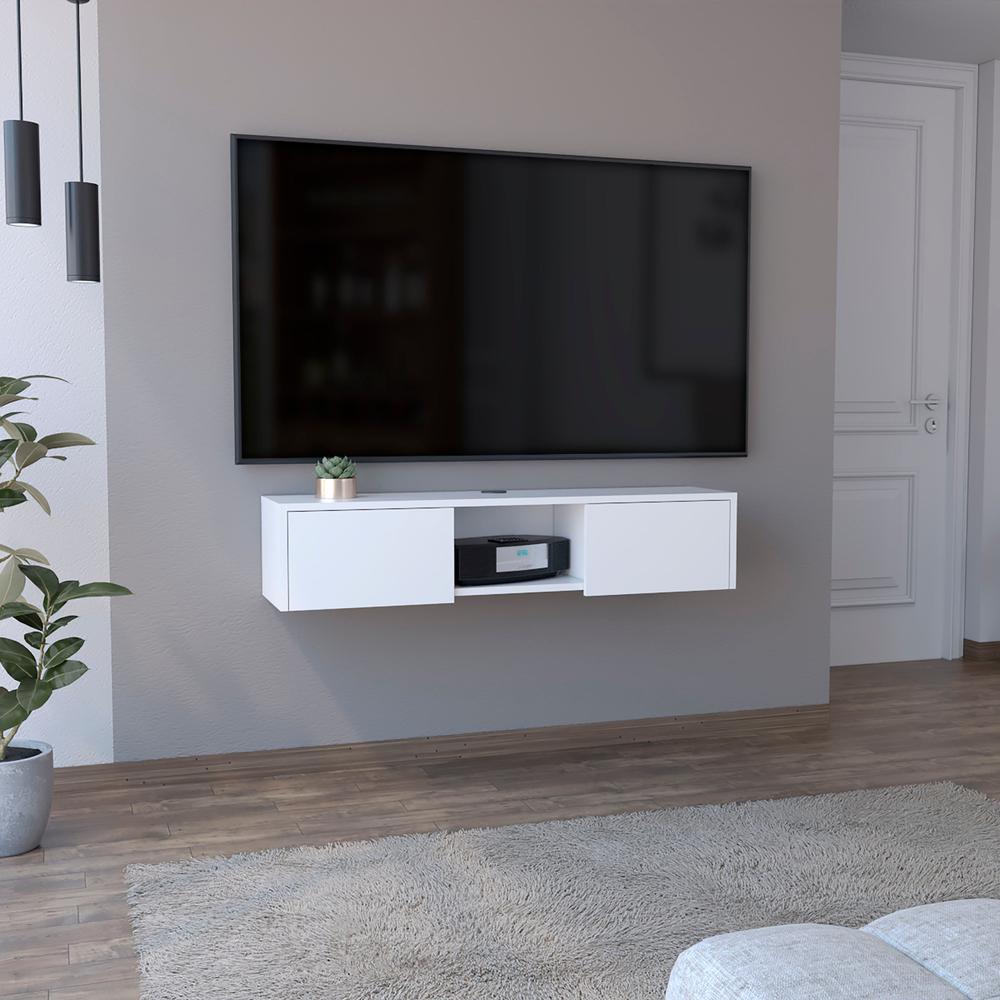 Adel Floating TV Stand, Sleek Wall-Mounted Console with 2-Doors. Picture 5