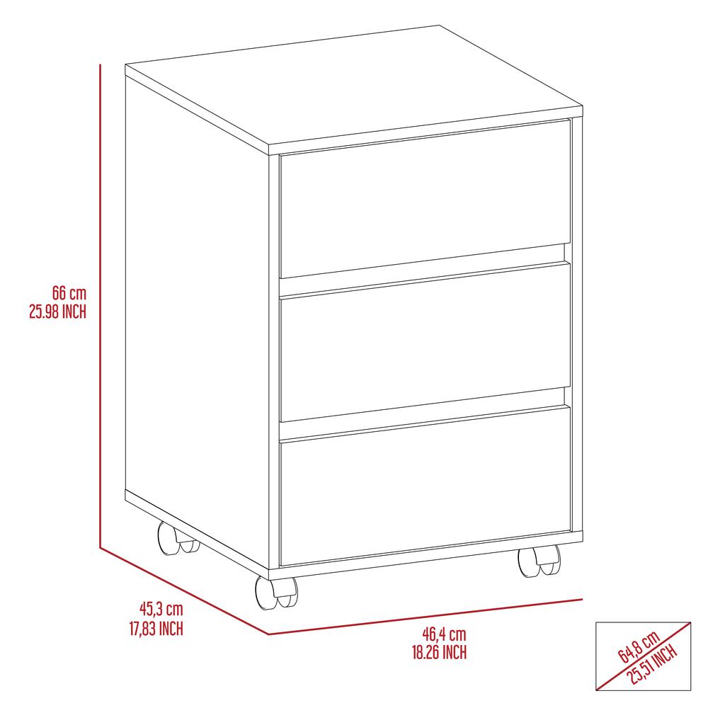 Ibero 3 Drawer Filing Cabinet - White. Picture 6