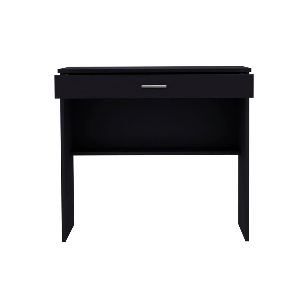Montana Storage Desk, Spacious Stylish with Drawer and Shelf, Black -Office. Picture 2