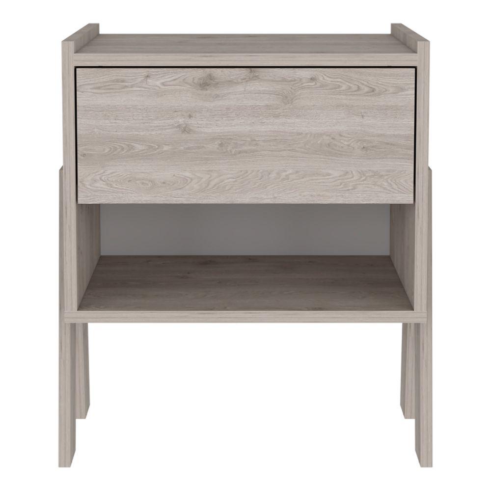 DEPOT E-SHOP Echo Nightstand, One Open Shelf, One Drawer, Countertop, Four Legs -Light Grey, For Bedroom. Picture 2