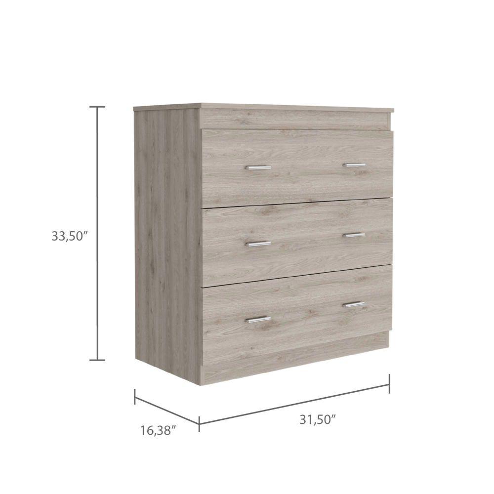 DEPOT E-SHOP Topaz Three Drawer Dresser, Countertop, Handles, Three Drawers-Light Grey/White, For Bedroom. Picture 4
