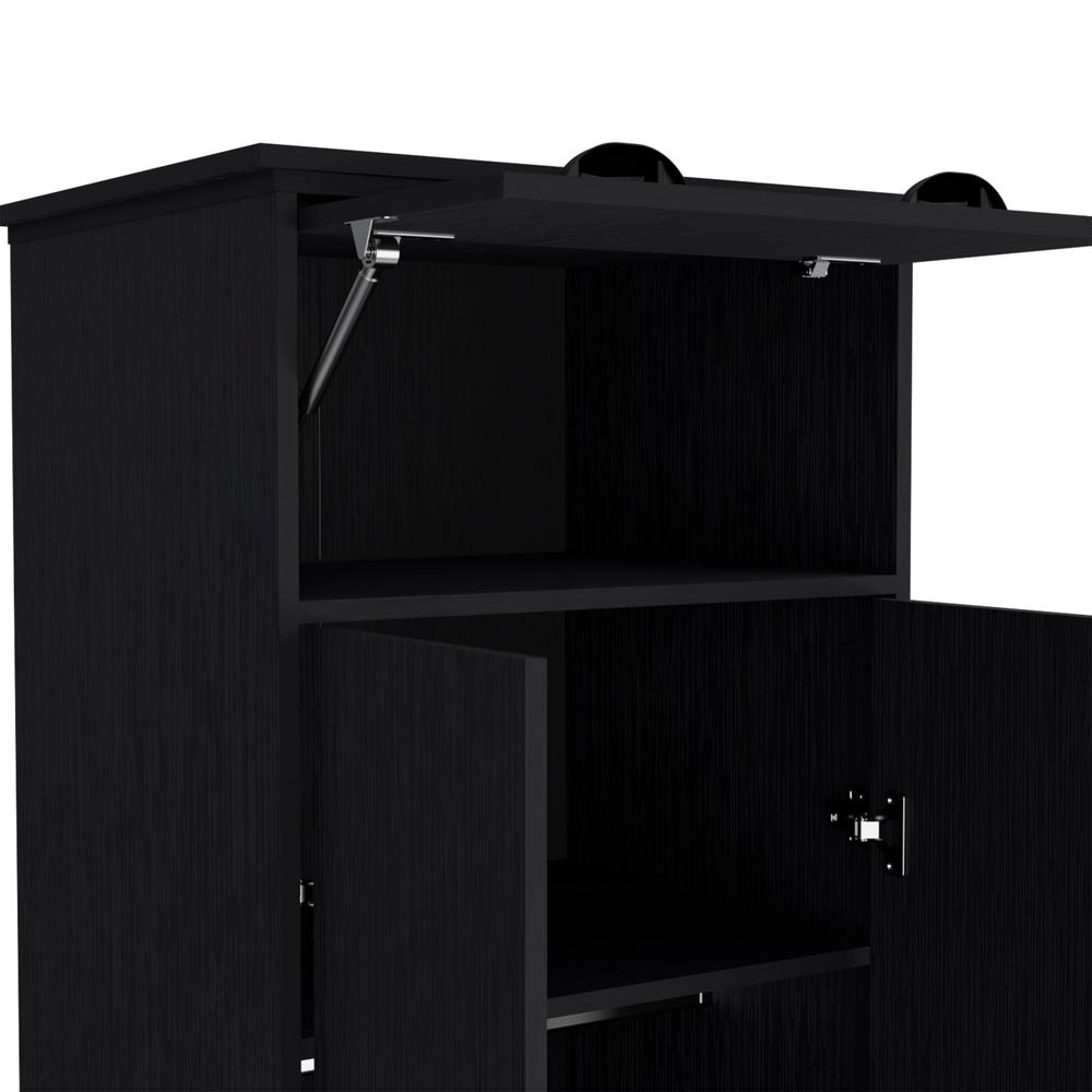 Tifton Armoire with Hinged Drawer, 2-Doors and 1-Drawer, Black. Picture 3