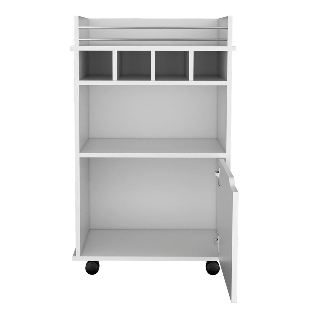 Sims 35" H Bar Cart with Two Shelves four Wine Cubbies and One Cabinet,White. Picture 2