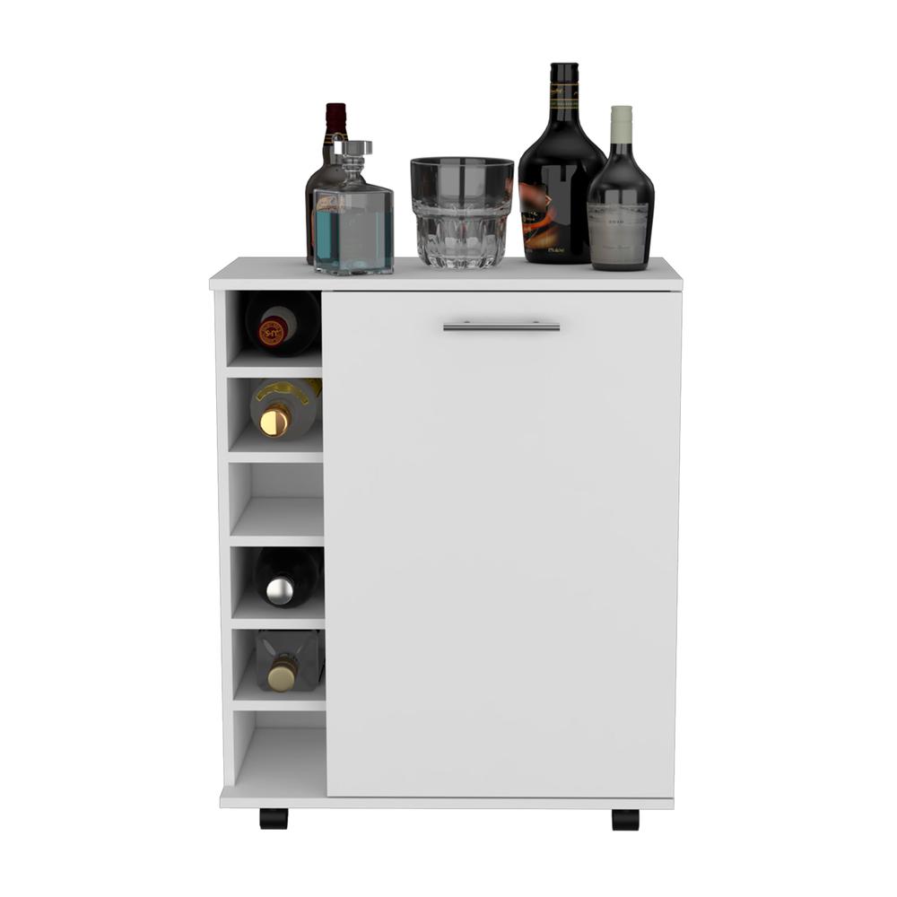 Bar Cart Sleek Mobile Cocktail Station with Built-in Bottle Storage. Picture 3