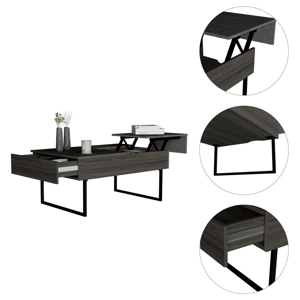 DEPOT E-SHOP Toronto Lift Top Coffee Table, One Drawer, One Flexible Flexible Shelf, Two Legs, Espresso, For Living Room. Picture 2