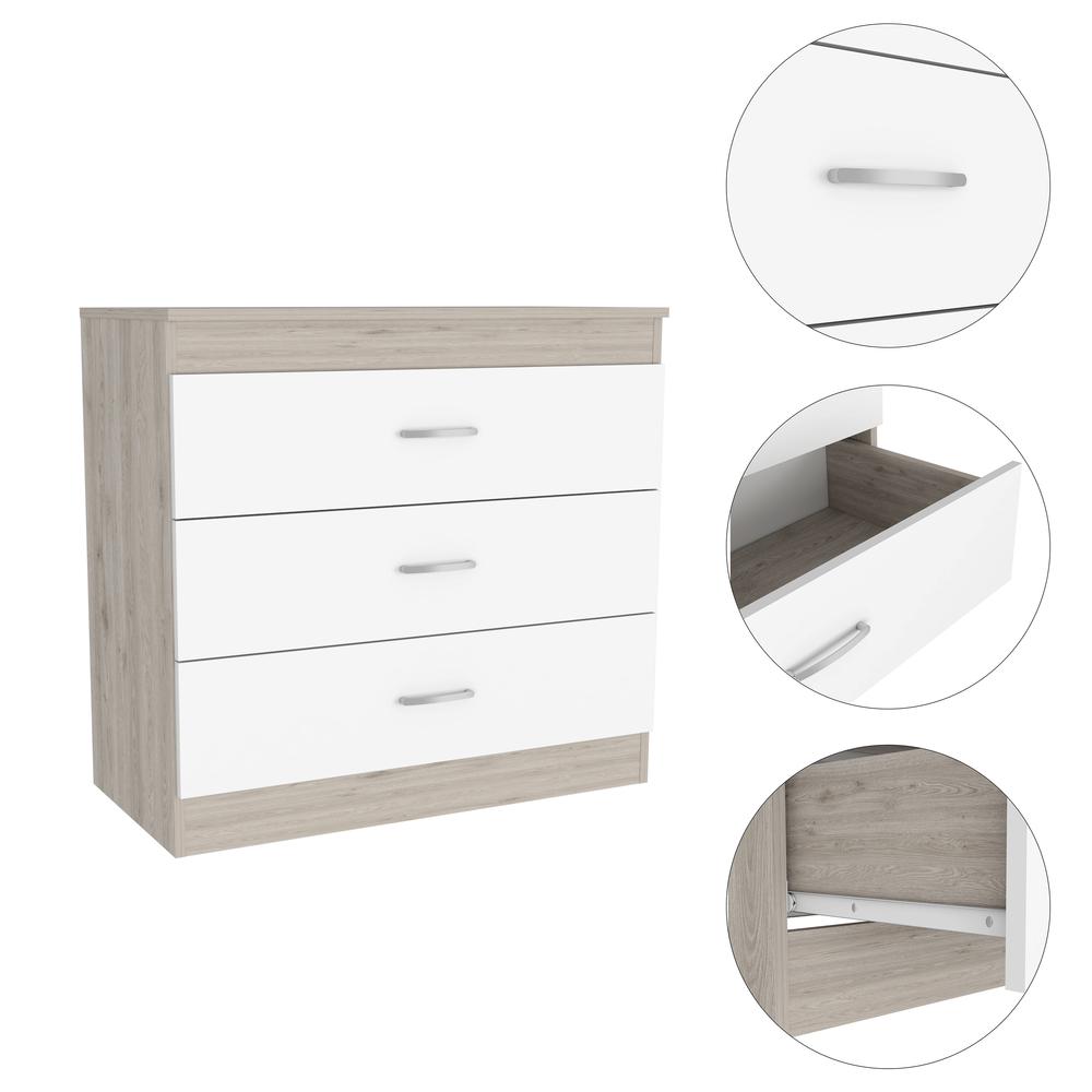 Zurich Three-Drawers Dresser-Light Grey/White. Picture 6