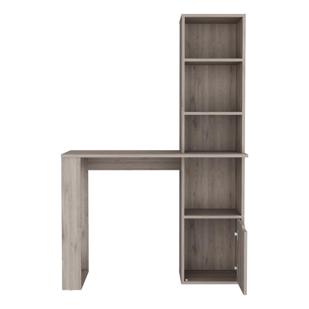 Ripley Writing Desk With Bookcase and Cabinet, Light Gray. Picture 1