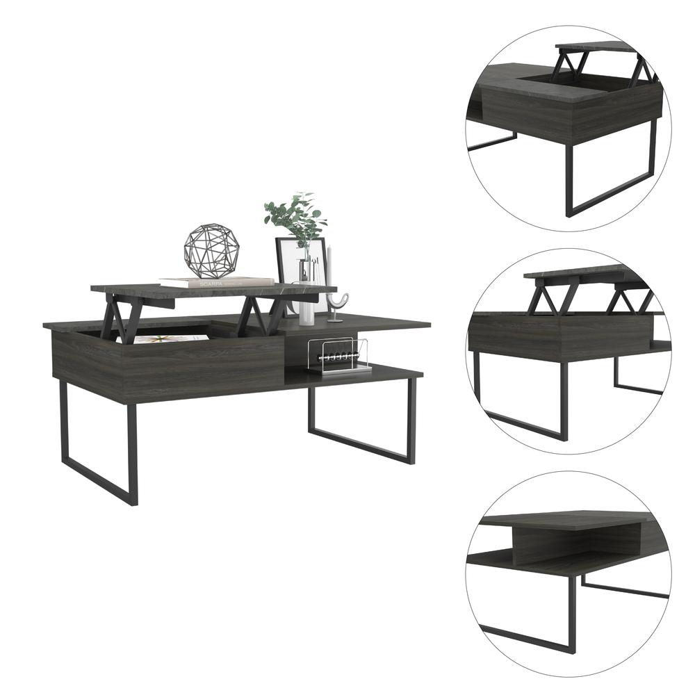 DEPOT E-SHOP Atlanta Lift Top Coffee Table, Countertop Table, One Flexible Shelf, One Shelf, Espresso+Onyx, For Living Room. Picture 2