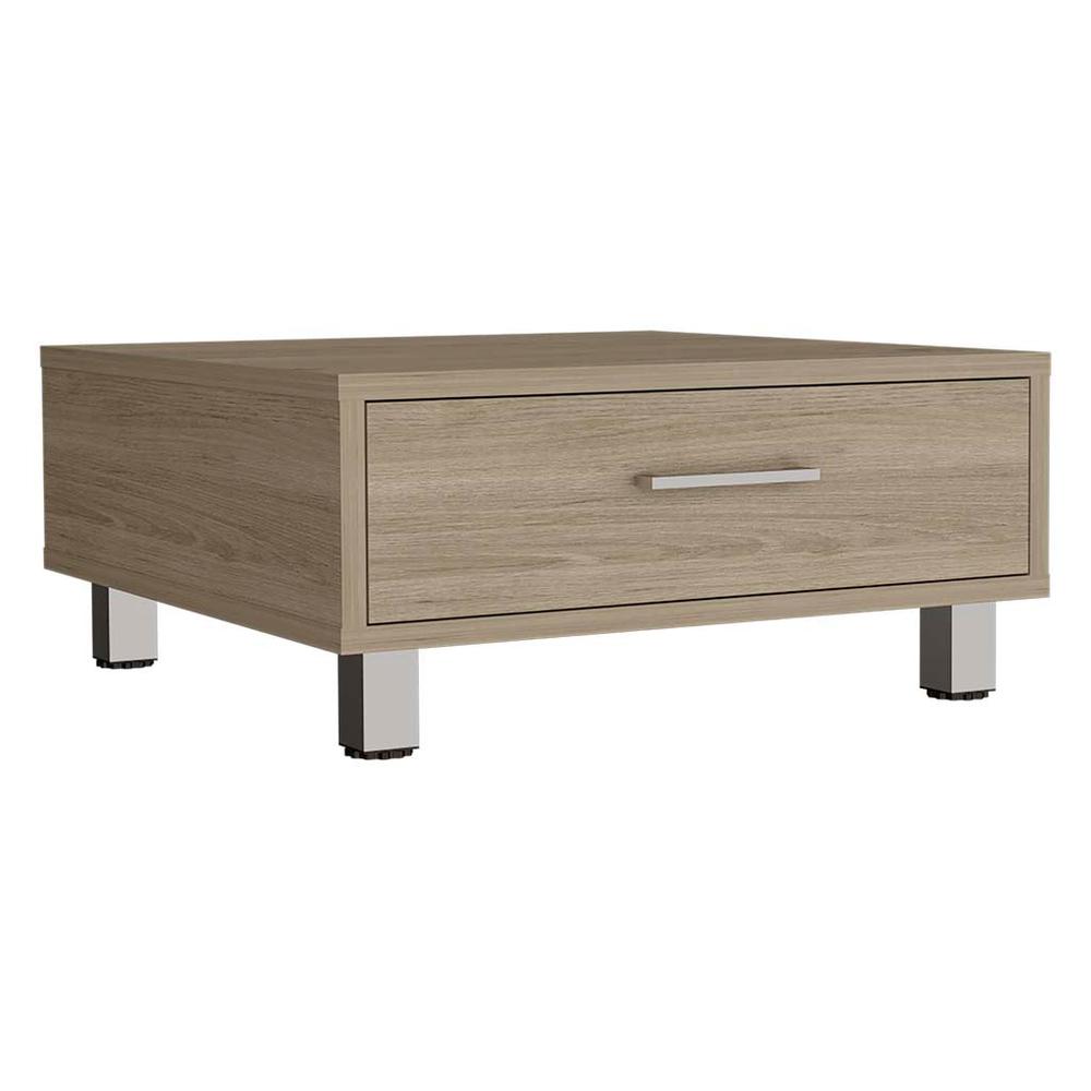 Depot E-Shop Staten Coffee Table, Four Legs, One Drawer , Light Pine. Picture 1