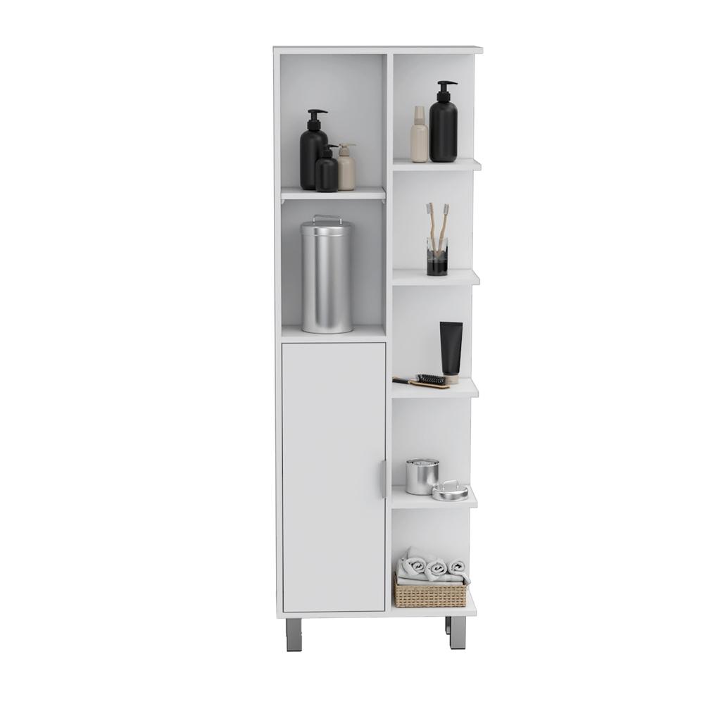 63" H Linen Bathroom Cabinet with Seven Open Shelves, One Drawer and four legs. Picture 3