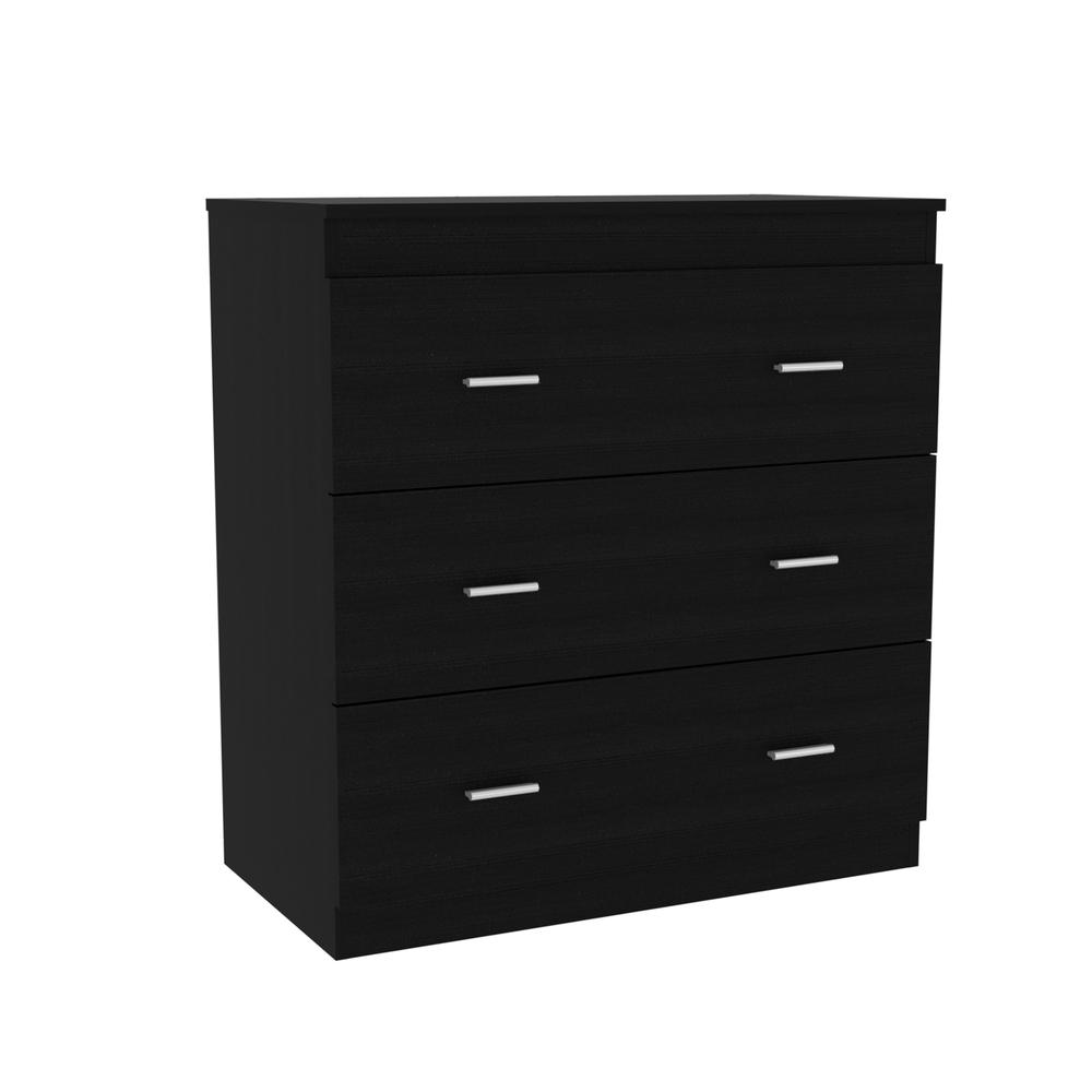 Capri Three Drawer Dresser-Black. Picture 1