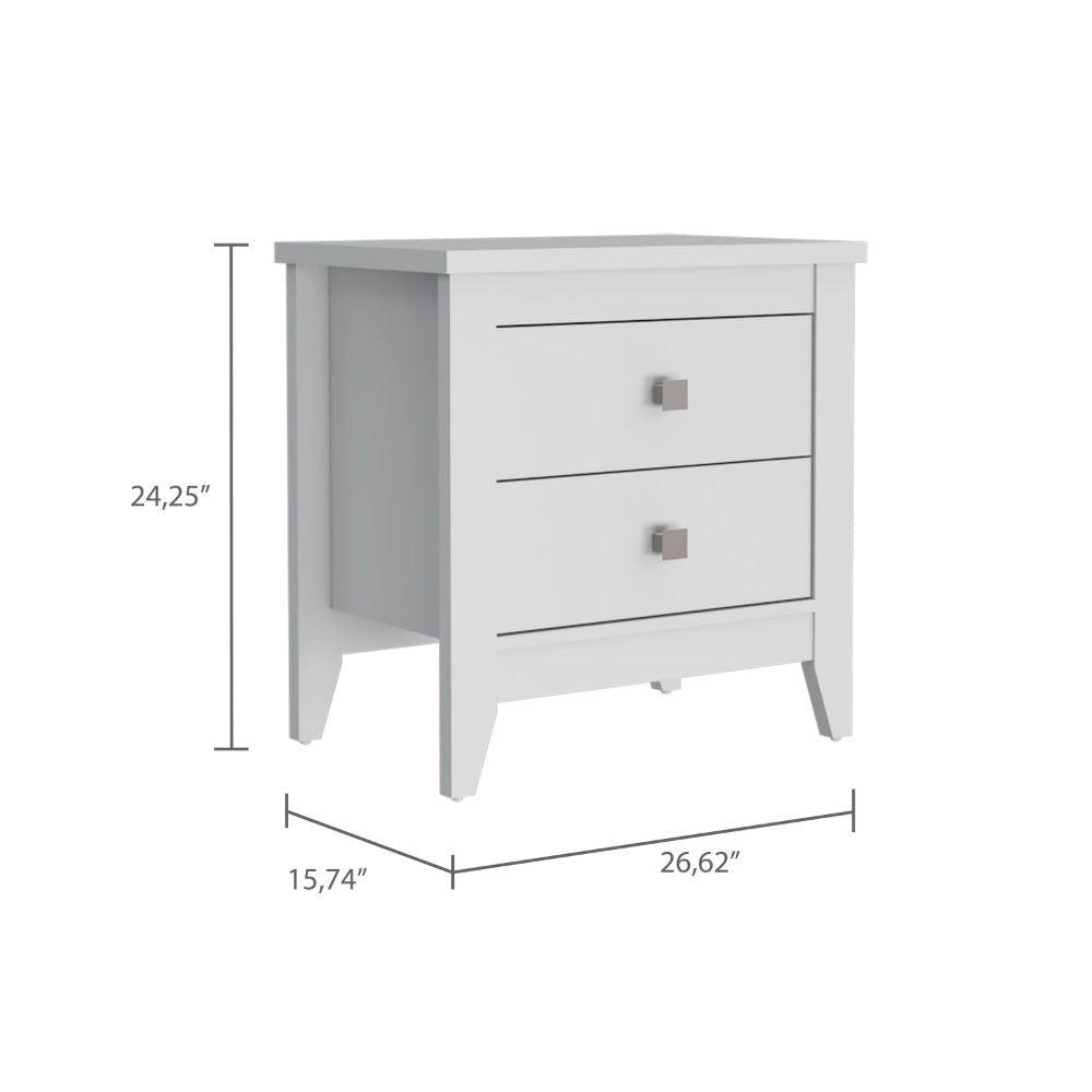 DEPOT E-SHOP Oasis Nightstand, Two Shelves, Four Legs, Countertop-White, For Bedroom. Picture 4