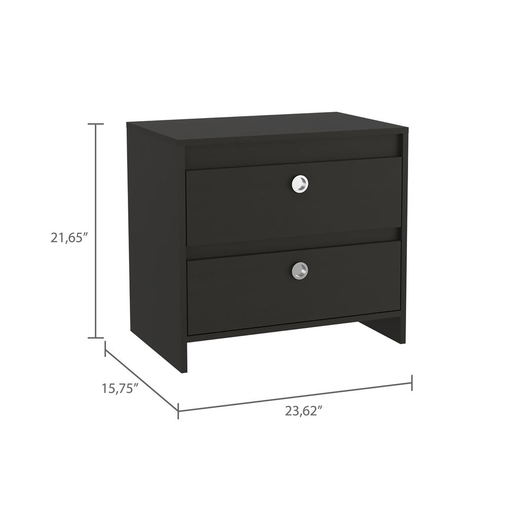 DEPOT E-SHOP Bacopa Night Stand, Two Drawers, Countertop- Black, For Bedroom. Picture 4