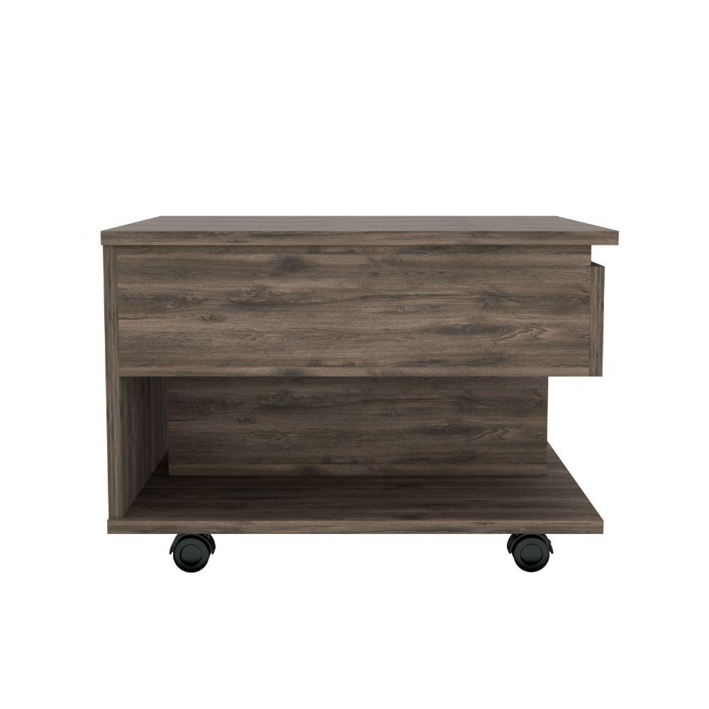 DEPOT E-SHOP Babel Lift Top Coffee Table, Countertop, Caster Wheels, One Shelf - Dark Brown, For Living Room. Picture 2