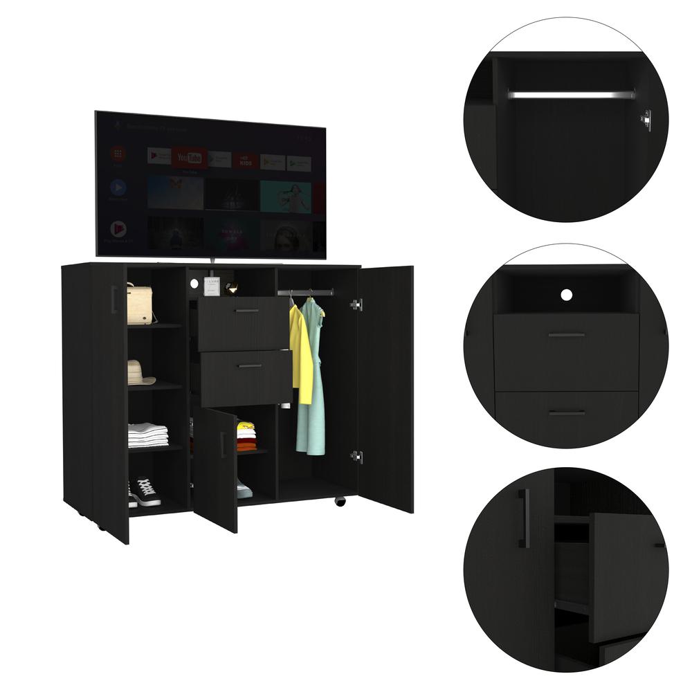 Milano Two-Door Cabinet Dresser-Black. Picture 6