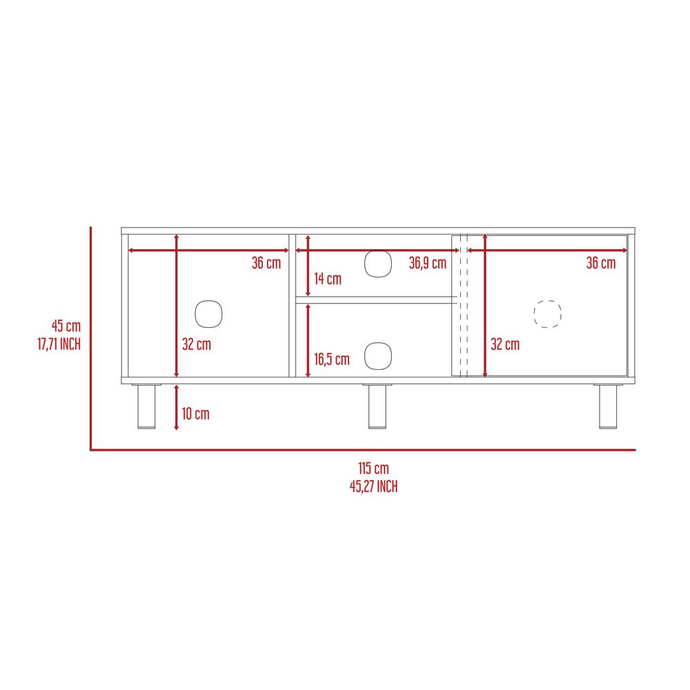 DEPOT E-SHOP Myrtle Tv Stand-Tabletop,Three Open Shelves, One Cabinet-Light Oak, For Bedroom. Picture 5