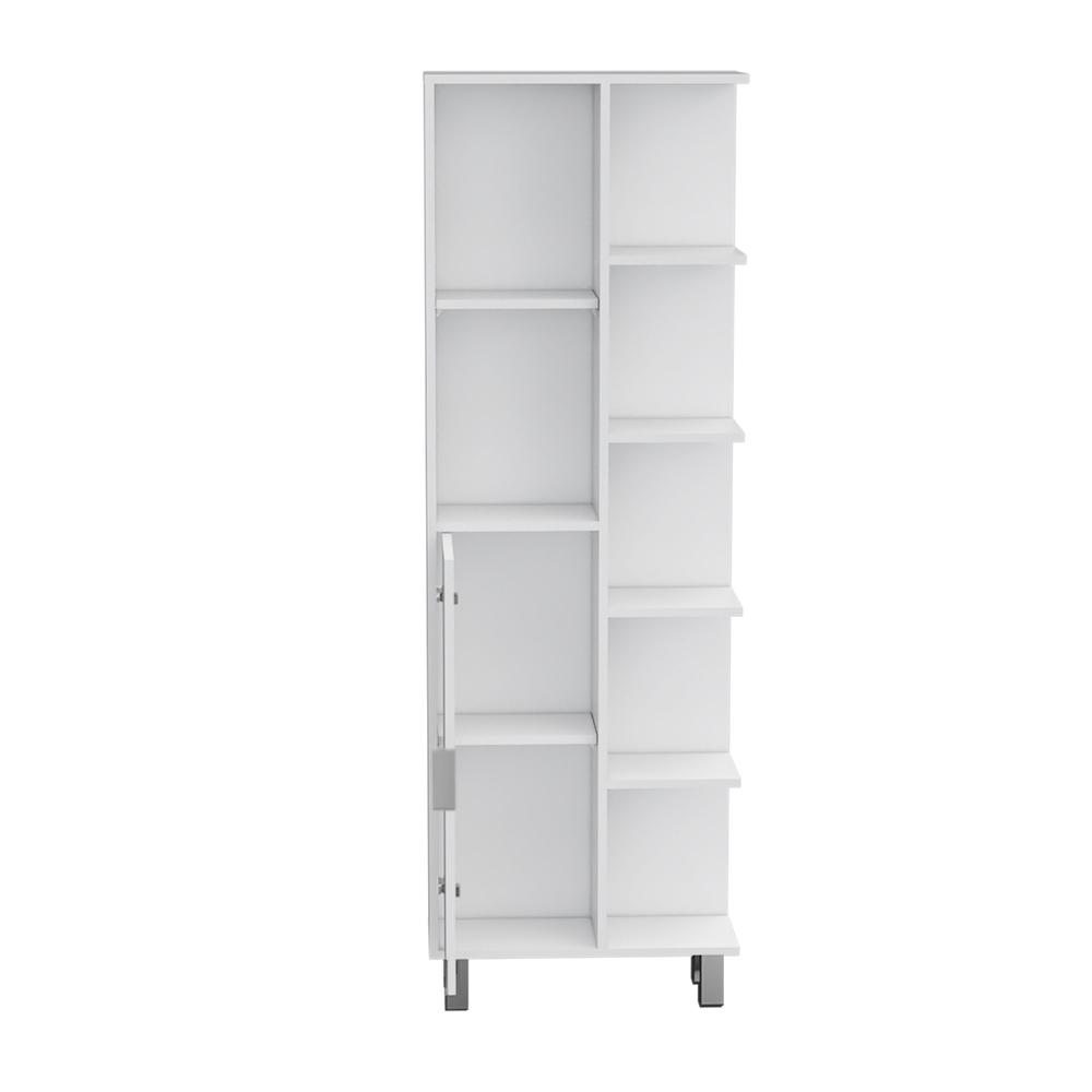 63" H Linen Bathroom Cabinet with Seven Open Shelves, One Drawer and four legs. Picture 2