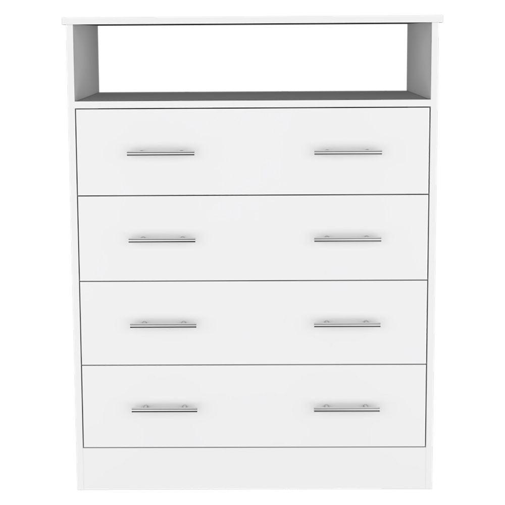 DEPOT E-SHOP Serbian Four Drawer Dresser, Countertop, One Open Shelf, Four Drawers-White, For Bedroom. Picture 2