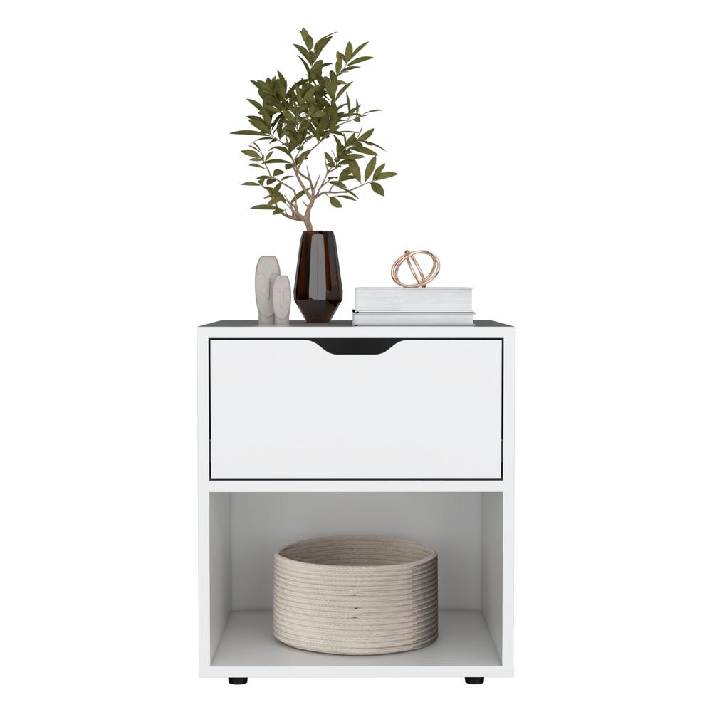 Adak 19.7" H Nightstand End Table with Open Shelf,White. Picture 3
