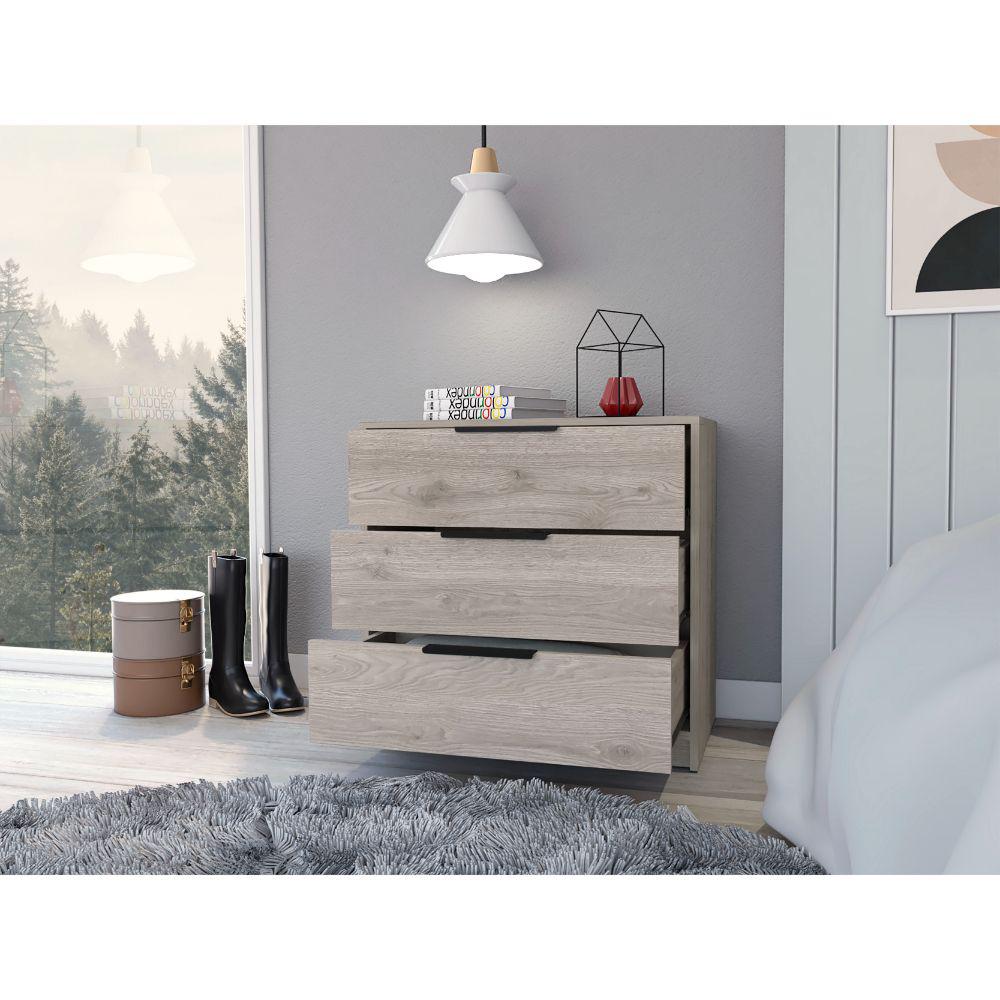 DEPOT E-SHOP Egeo 3 Drawers Dresser, Countertop, Three Drawers, Light Grey, For Bedrom. Picture 5