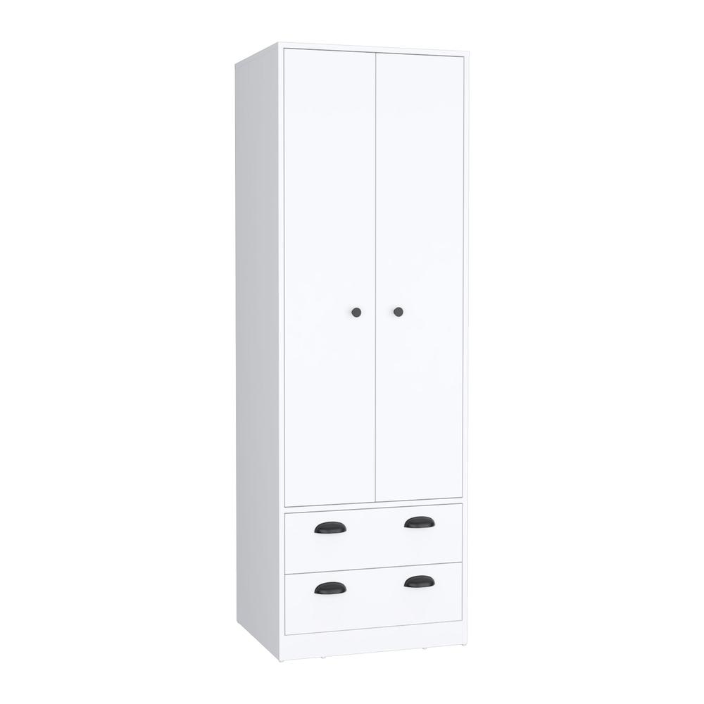 Bonaire Armoire with 2-Drawers and 2-Doors, White. Picture 2