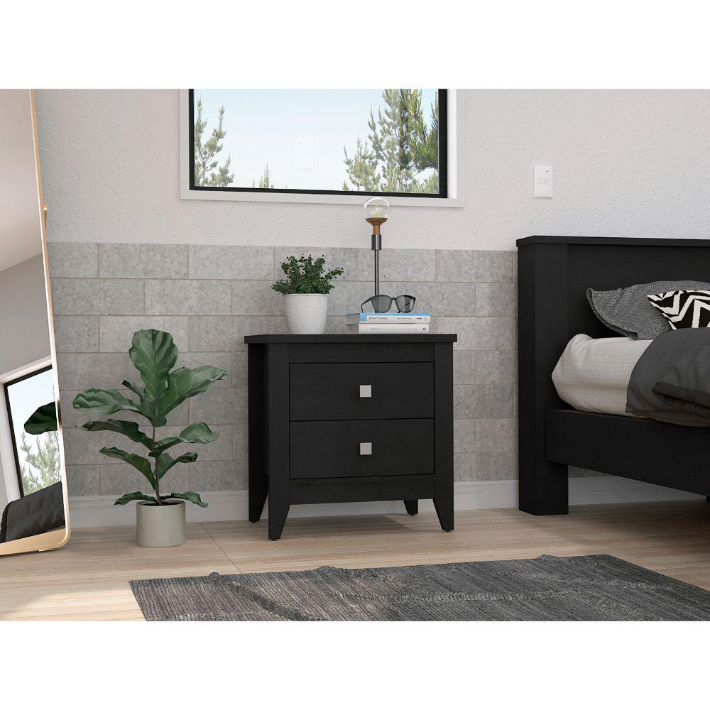 DEPOT E-SHOP Oasis Nightstand, Two Shelves, Four Legs, Countertop-Black, For Bedroom. Picture 1